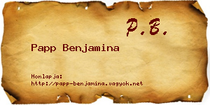 Papp Benjamina névjegykártya